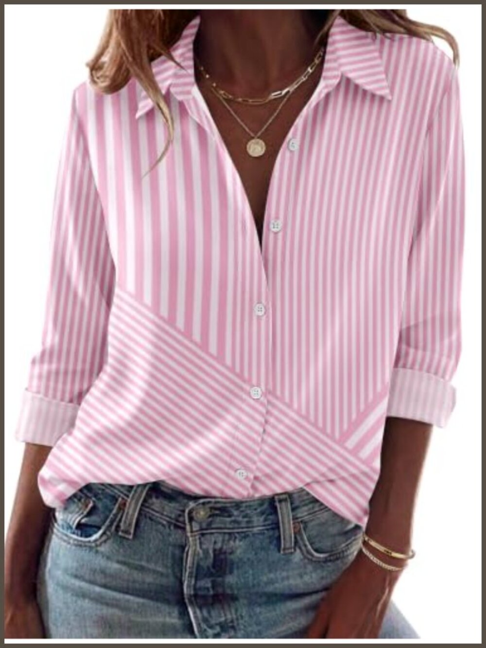 Women's Button Down Shirt Long Sleeve Collared Blouse Tunic Top
